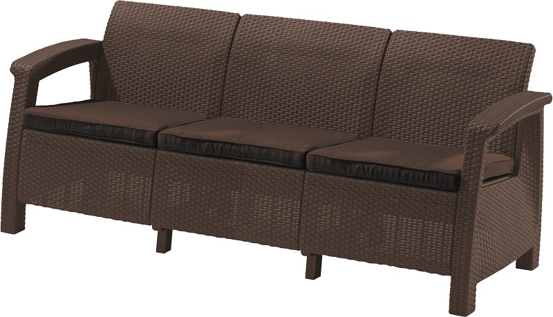 Zahradní lavice FURO LOVE SEAT MAX hnědá+šedohnědé podušky
